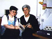 Beverly Baker (right) with Center researcher Dana Peleg