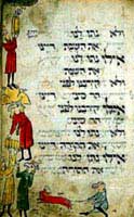 Receiving of the Torah, Bird's Head Haggadah (Southern Germany, c. 1300)